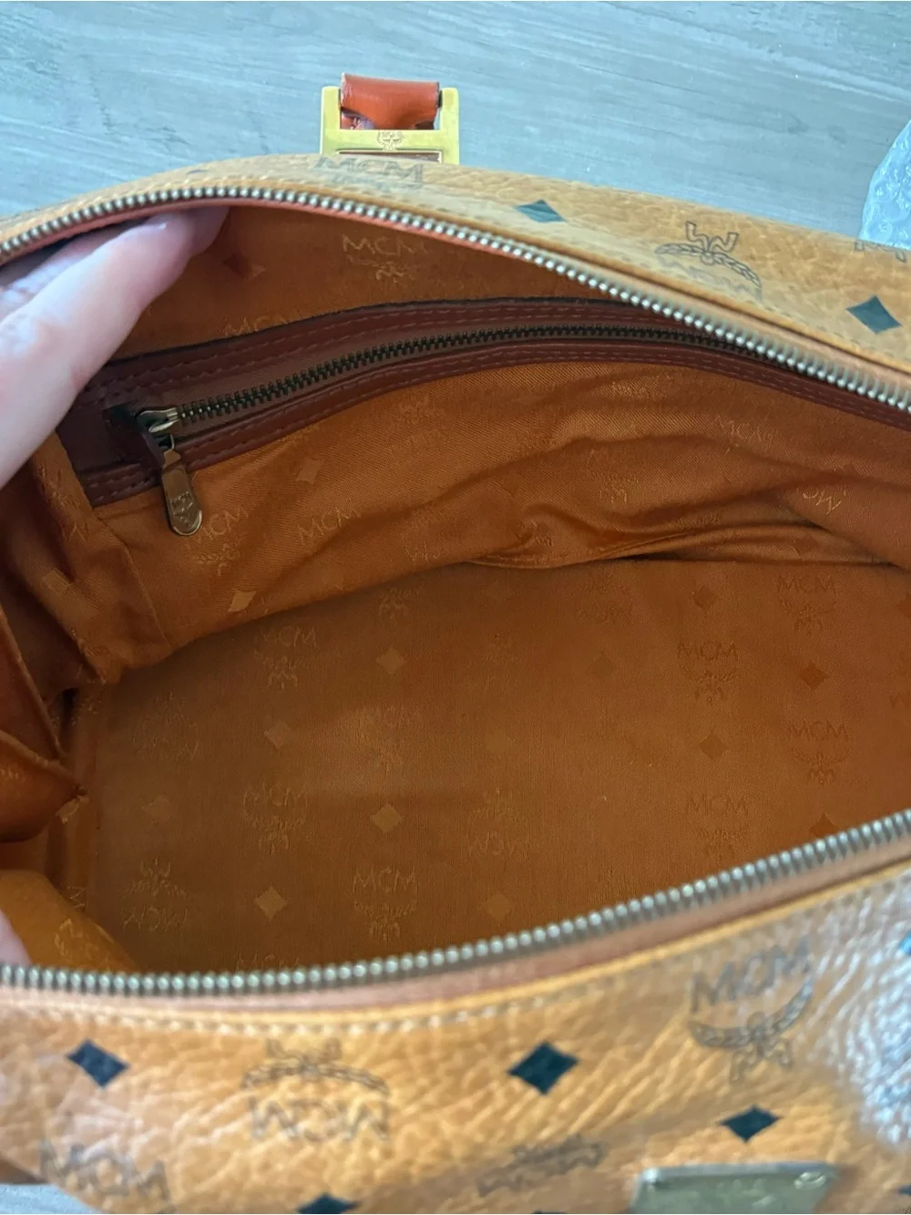 Vintage MCM München Visetos Cognac Boston Satchel Bag Made in Germany